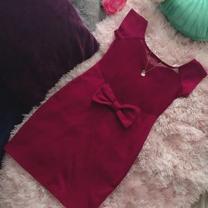Super Cute Back Bow Maroon Dress
